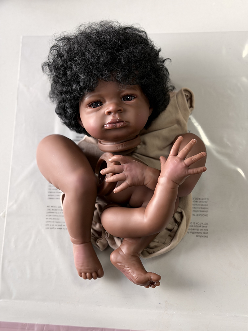 48CM Hand Painted Dark Skin Re - огляд і ціна Baby Products For Curly Hair