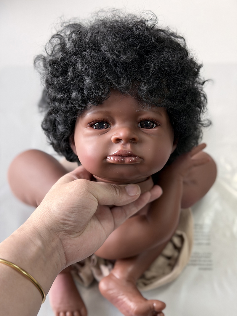 48CM Hand Painted Dark Skin Re - огляд і ціна Baby Products For Curly Hair
