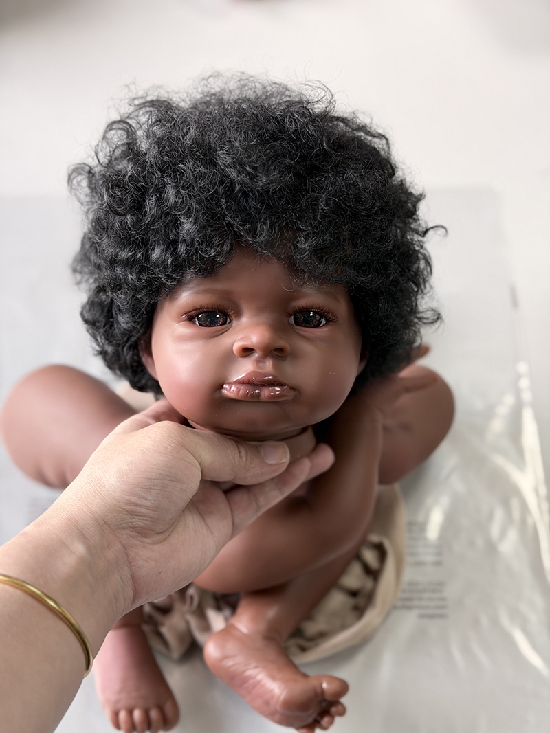48CM Hand Painted Dark Skin Re - огляд і ціна Baby Products For Curly Hair